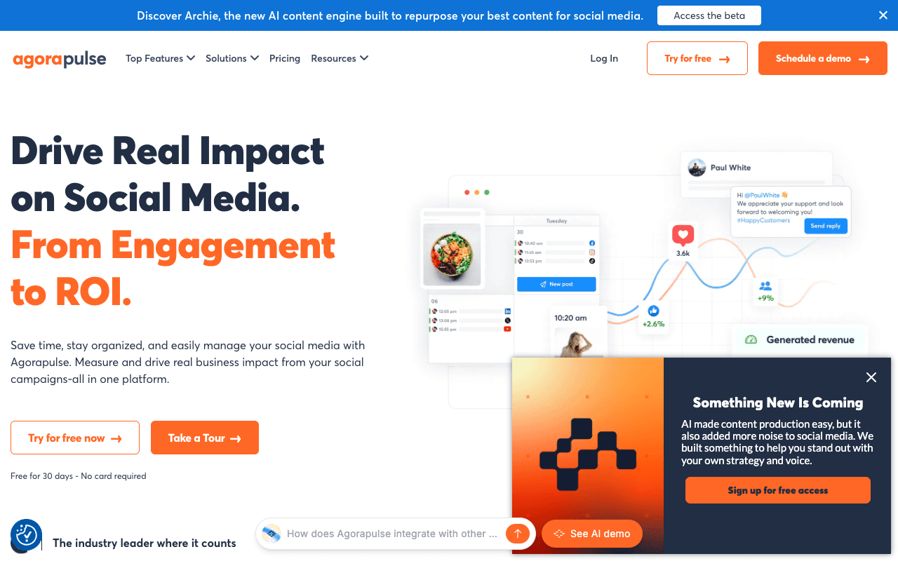 Agorapulse homepage screenshot