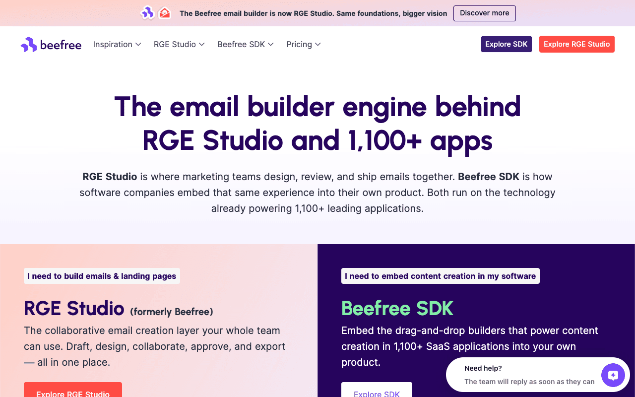 Beefree website screenshot