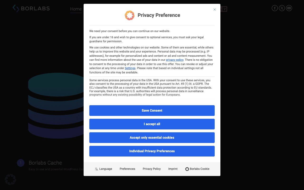 Borlabs Cookie screenshot