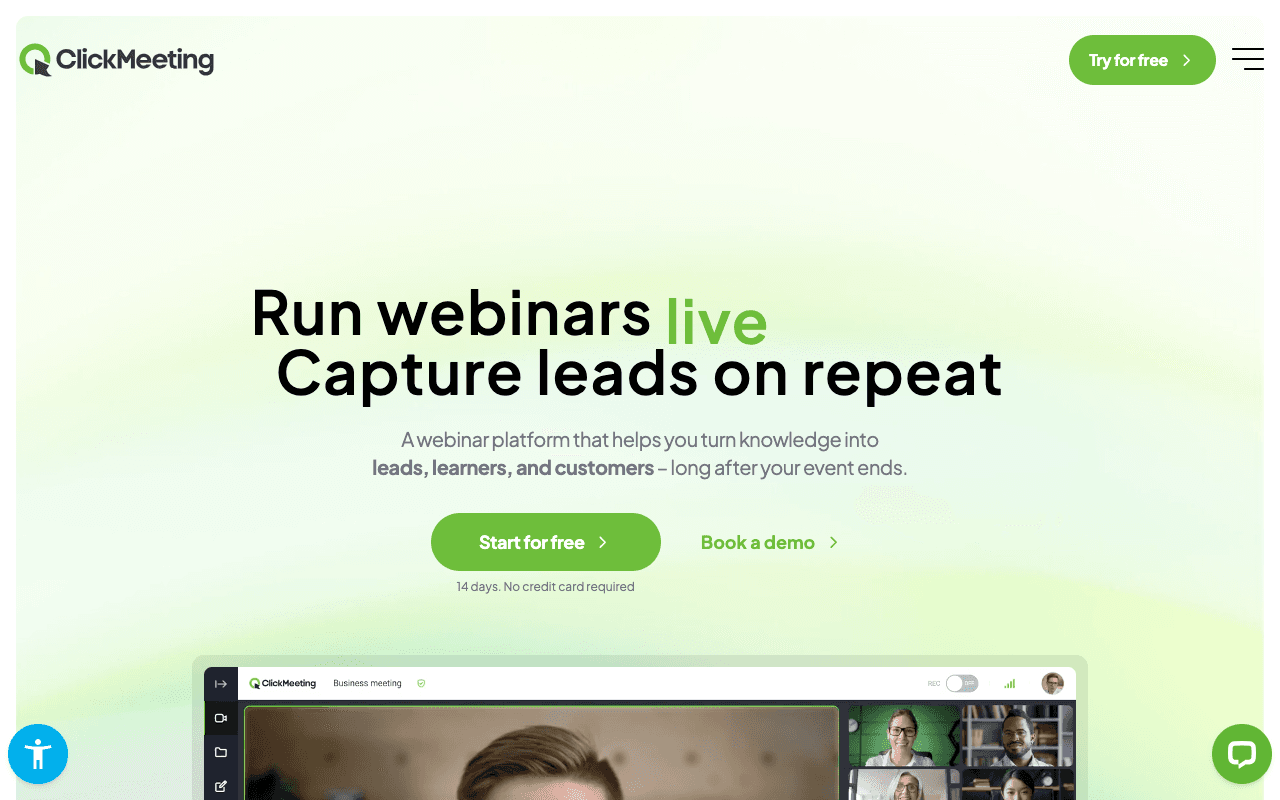 ClickMeeting website screenshot