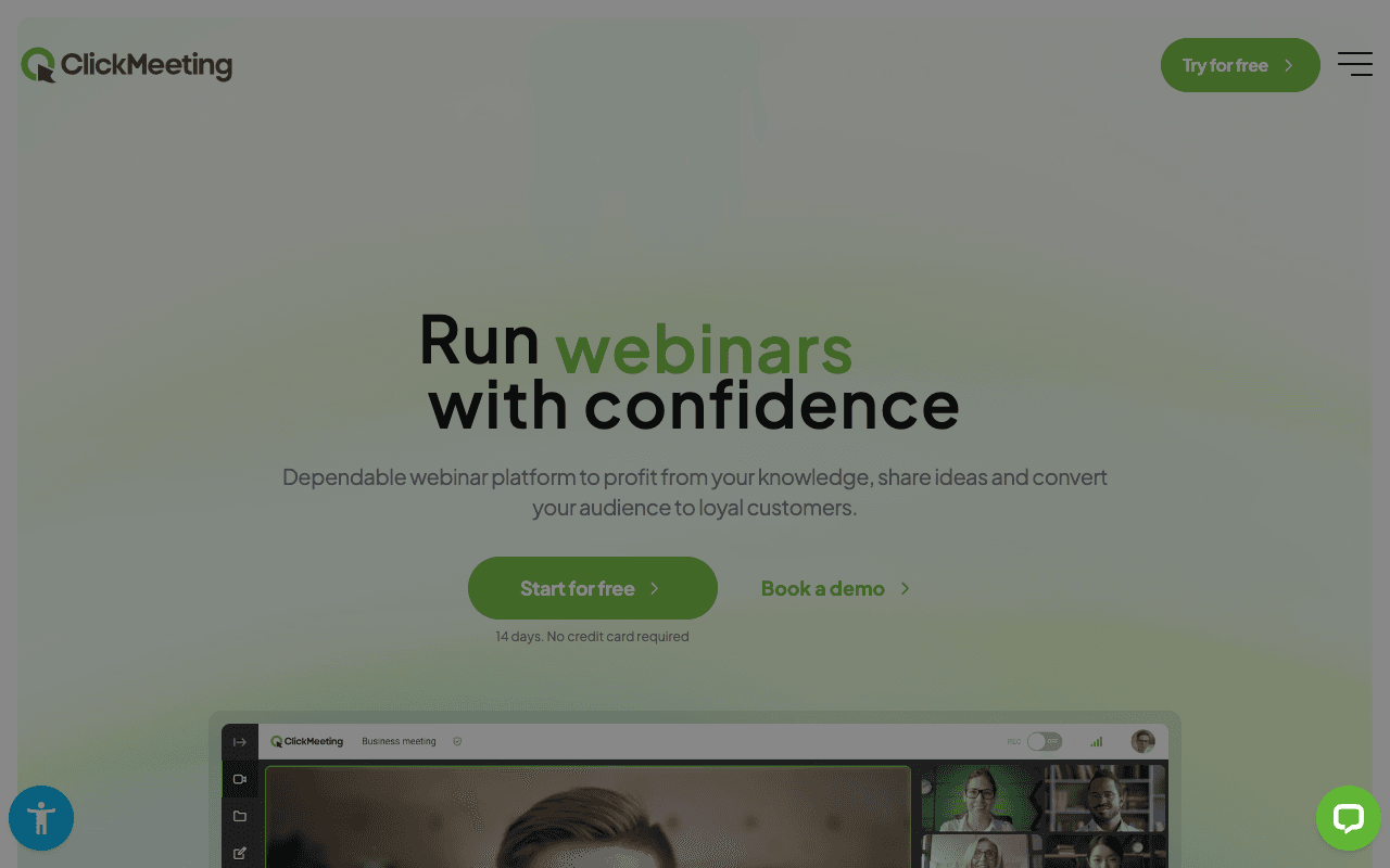 ClickMeeting website screenshot