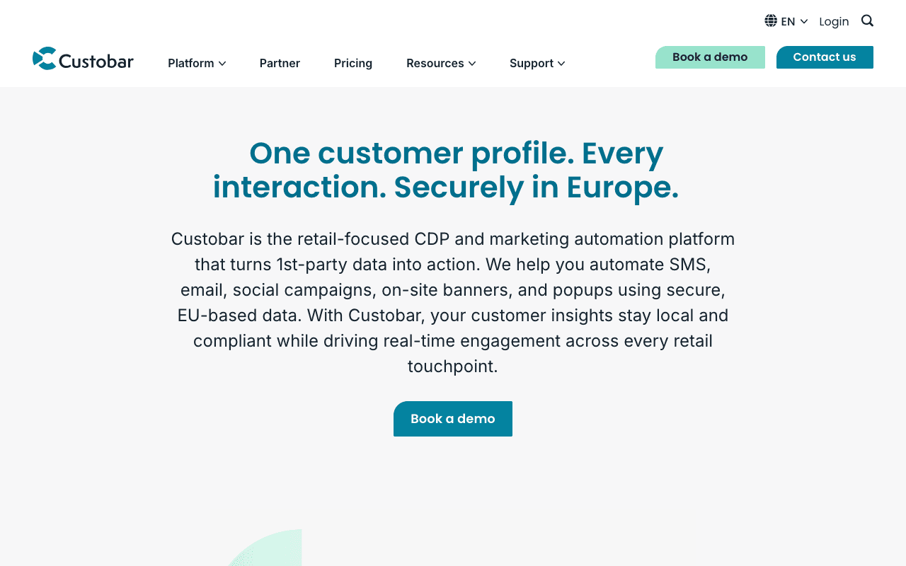 Custobar website screenshot