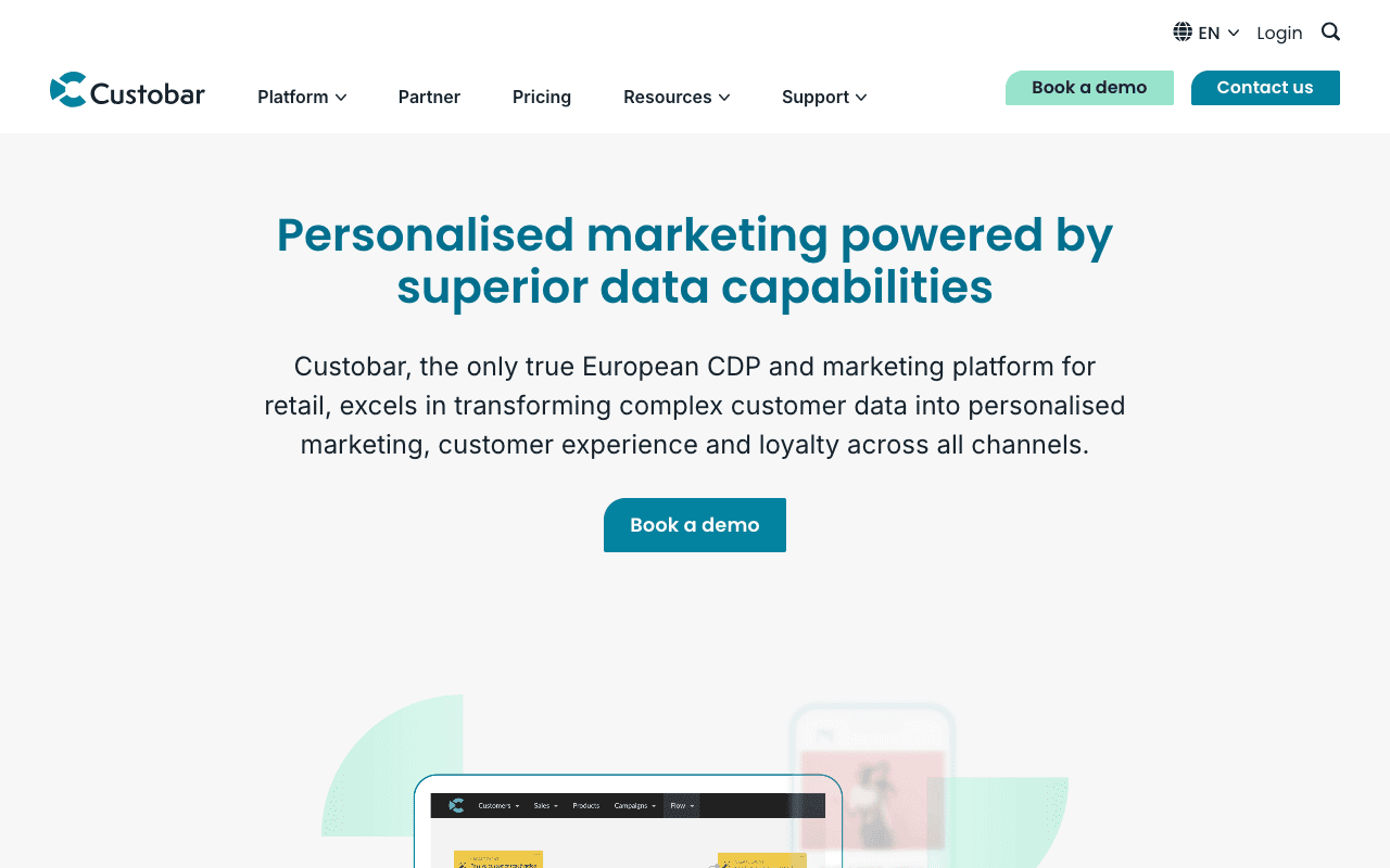 Custobar website screenshot