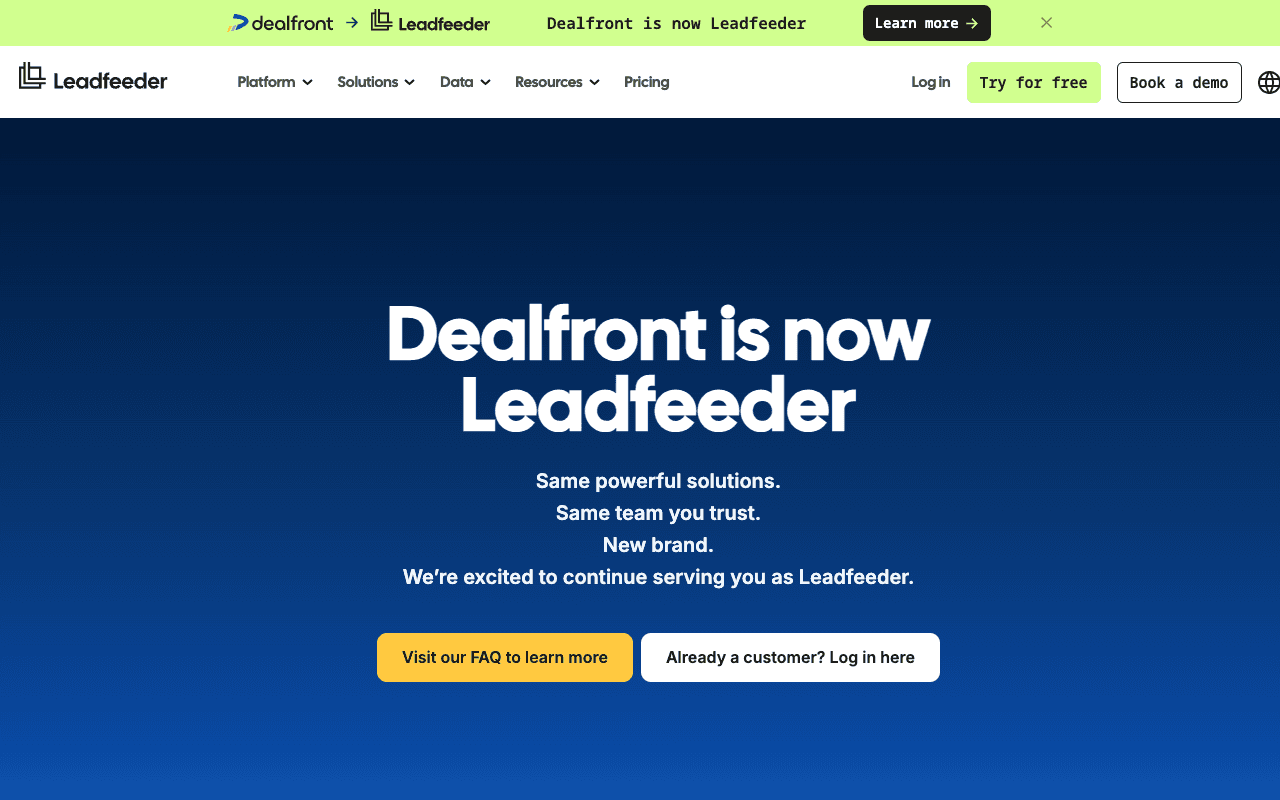Dealfront website screenshot