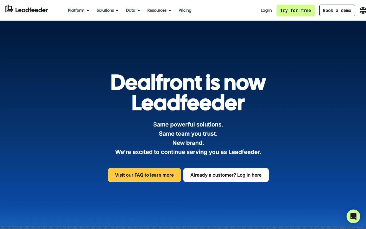Dealfront website screenshot