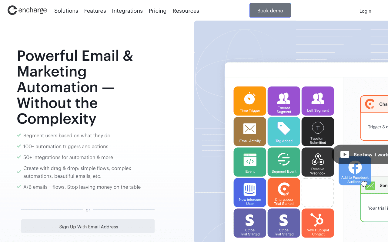 Encharge website screenshot