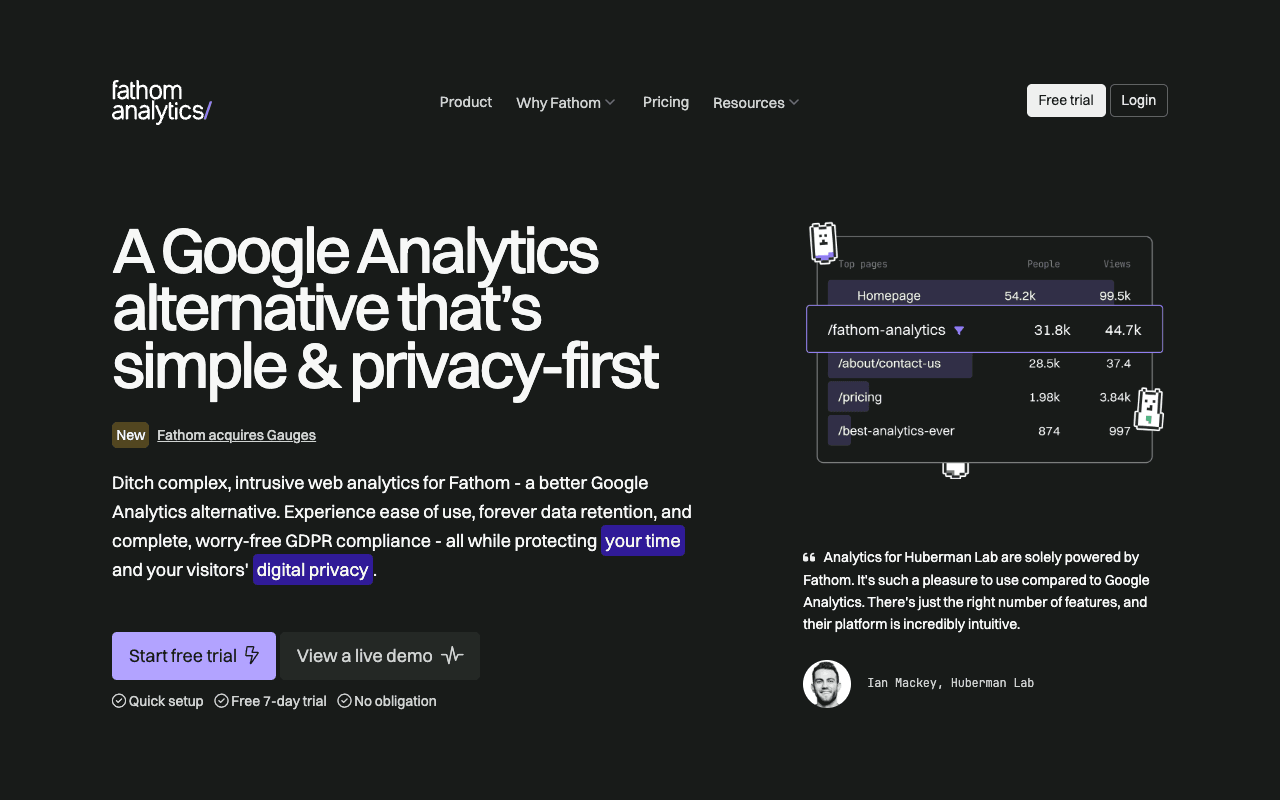 Fathom Analytics screenshot