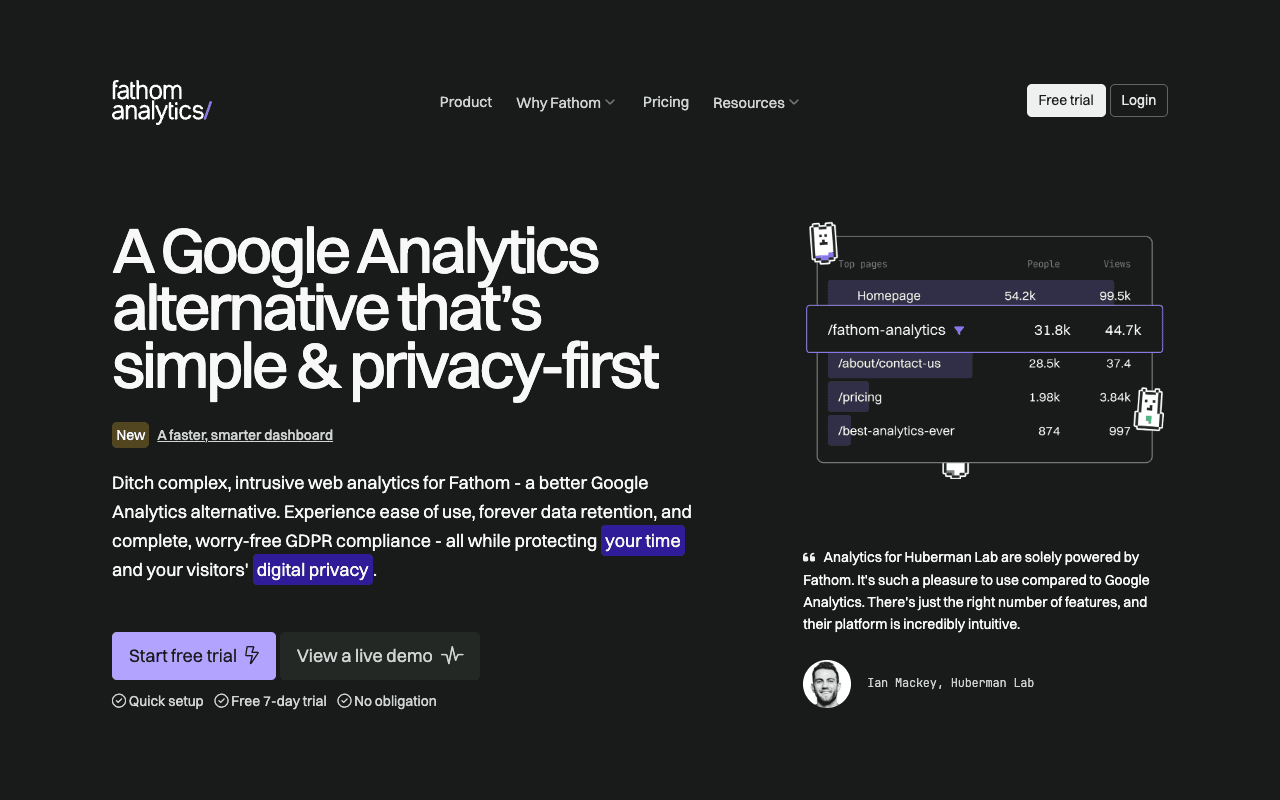 Fathom Analytics website screenshot