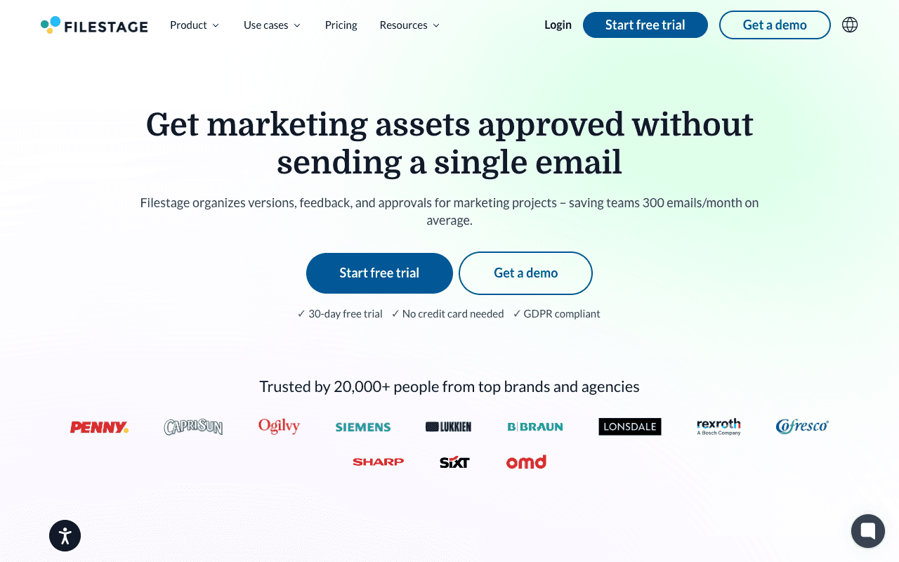 Filestage website screenshot