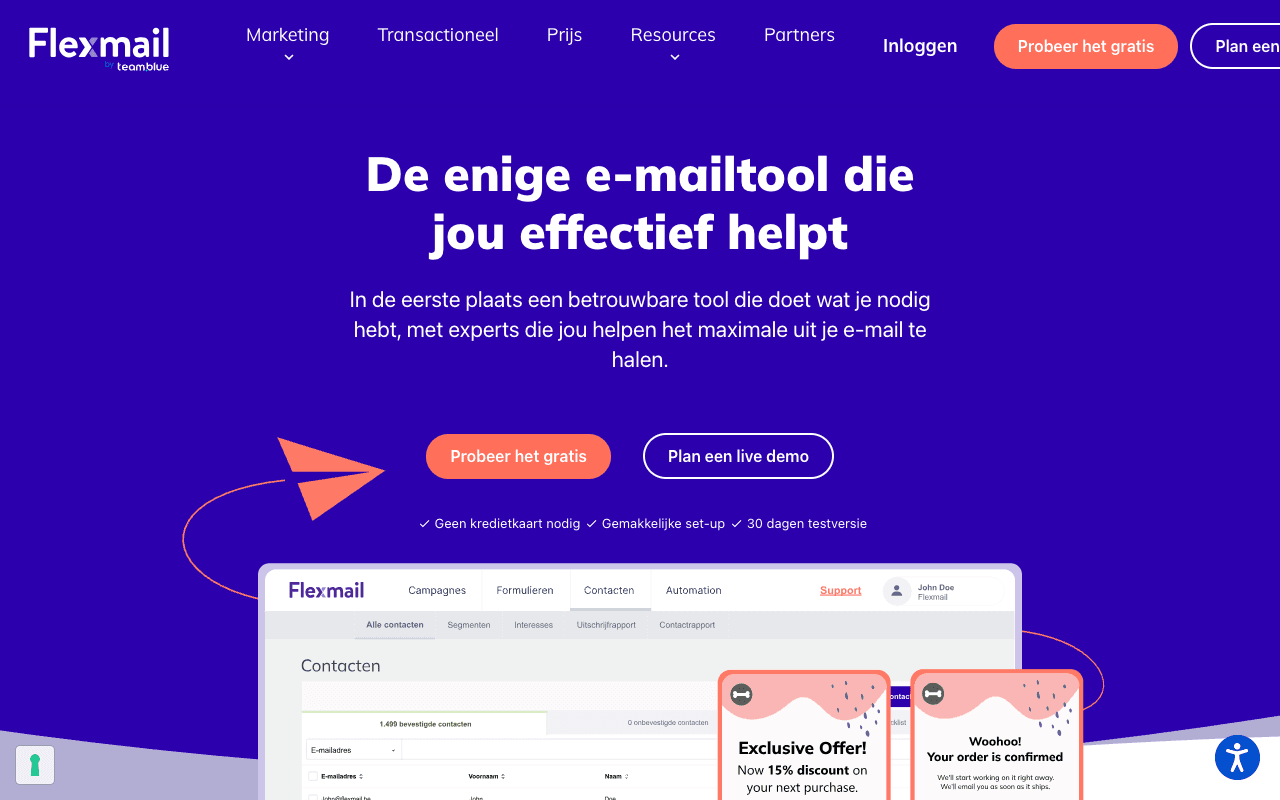Flexmail website screenshot