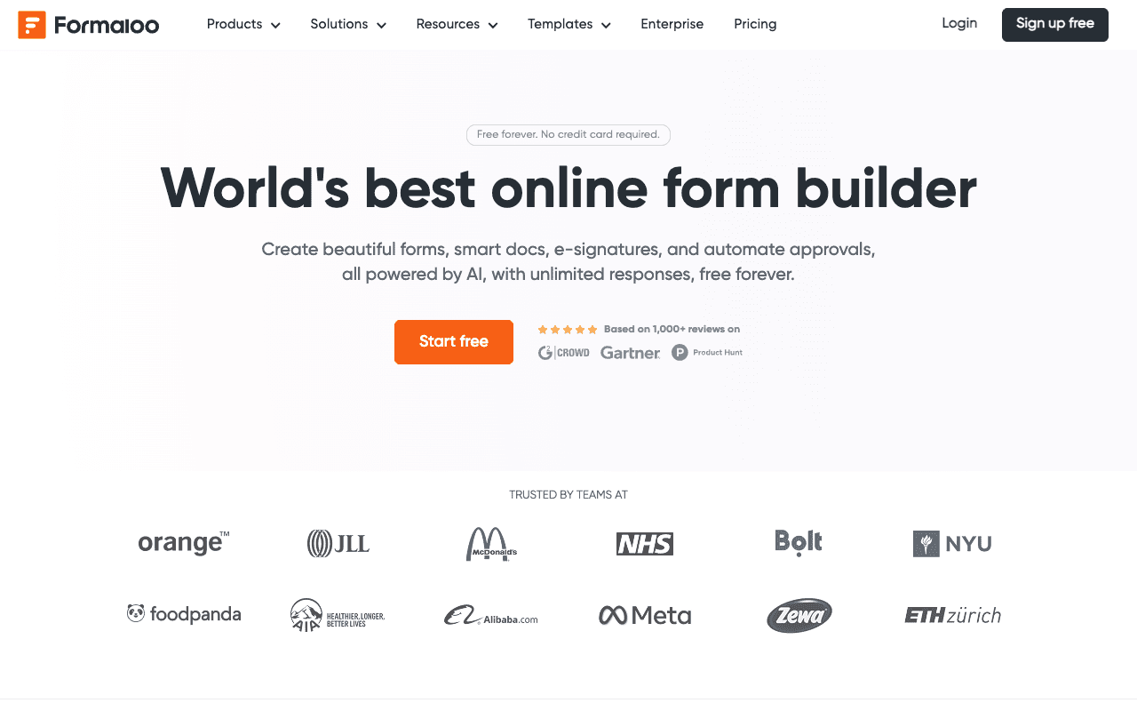 Formaloo website screenshot