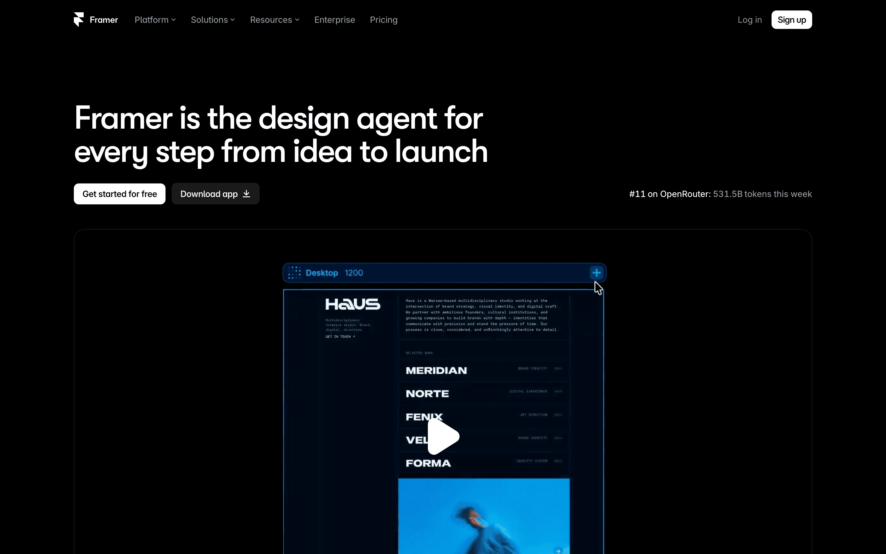 Framer website screenshot