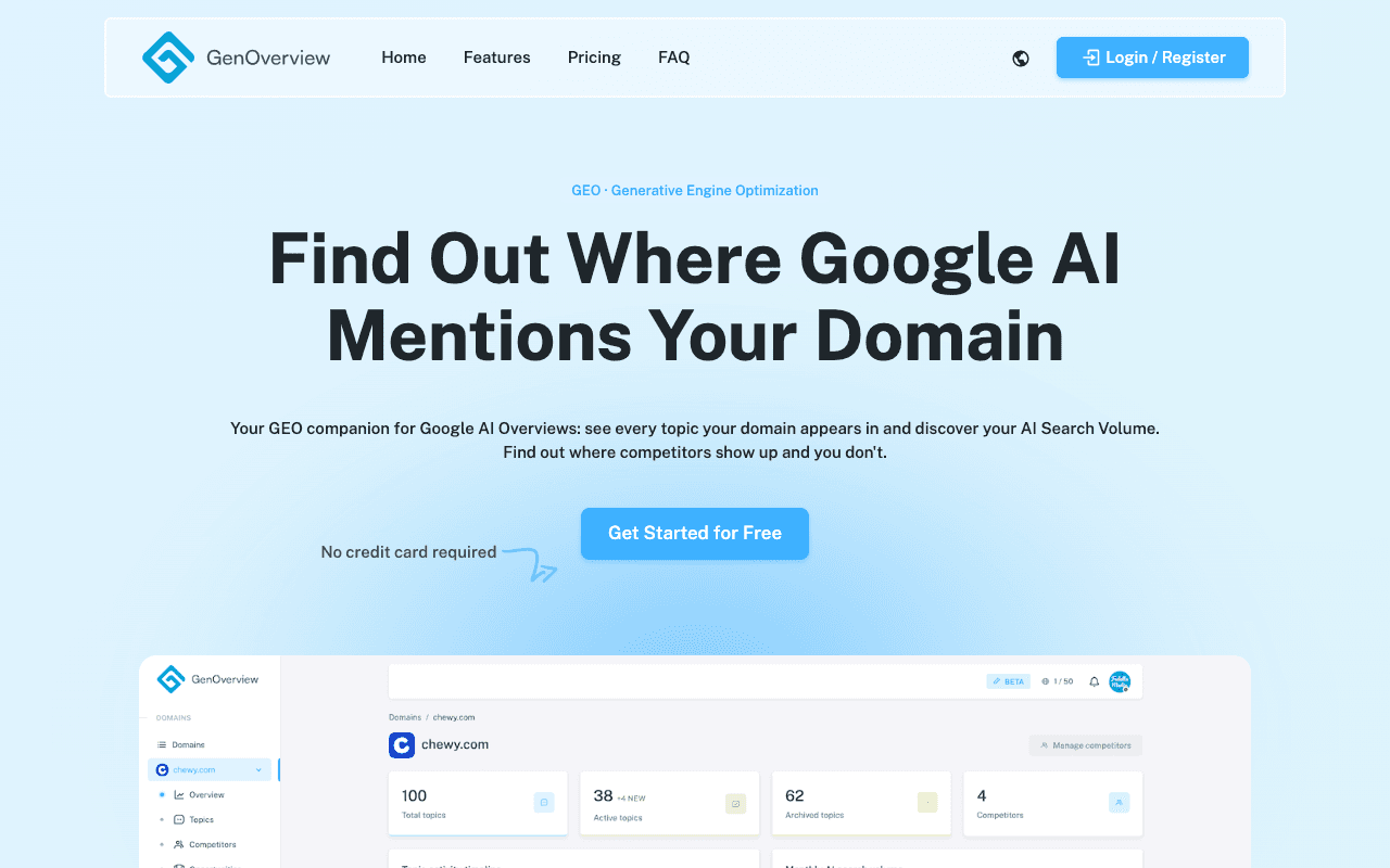 GenOverview website screenshot