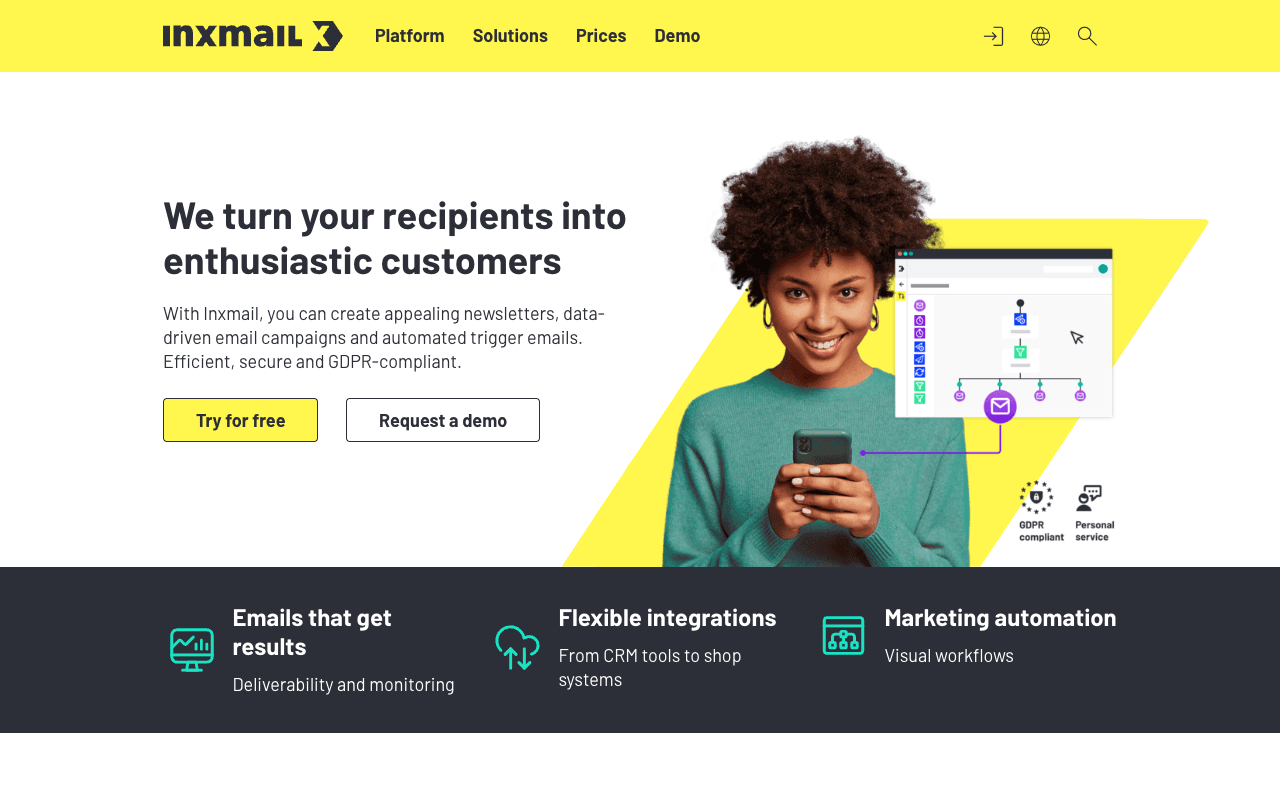 Inxmail website screenshot