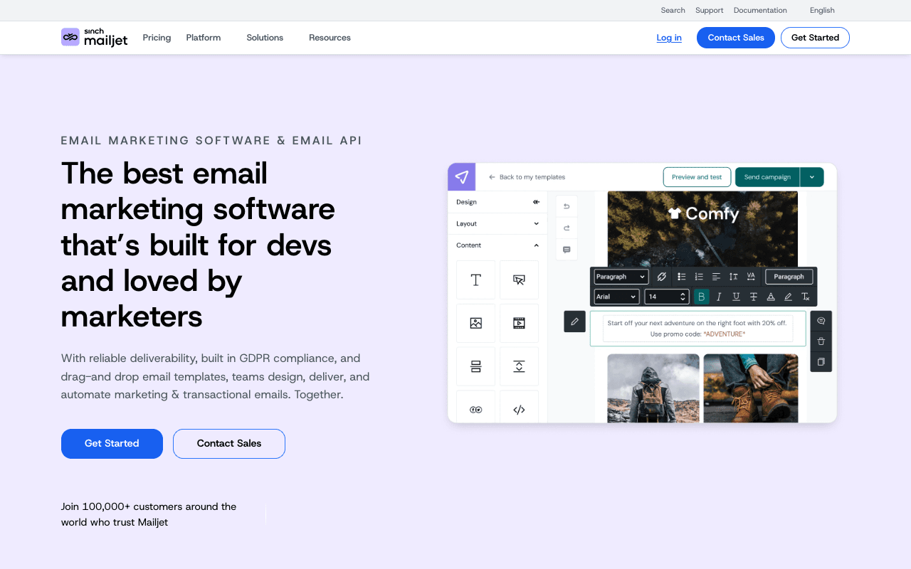 Mailjet website screenshot