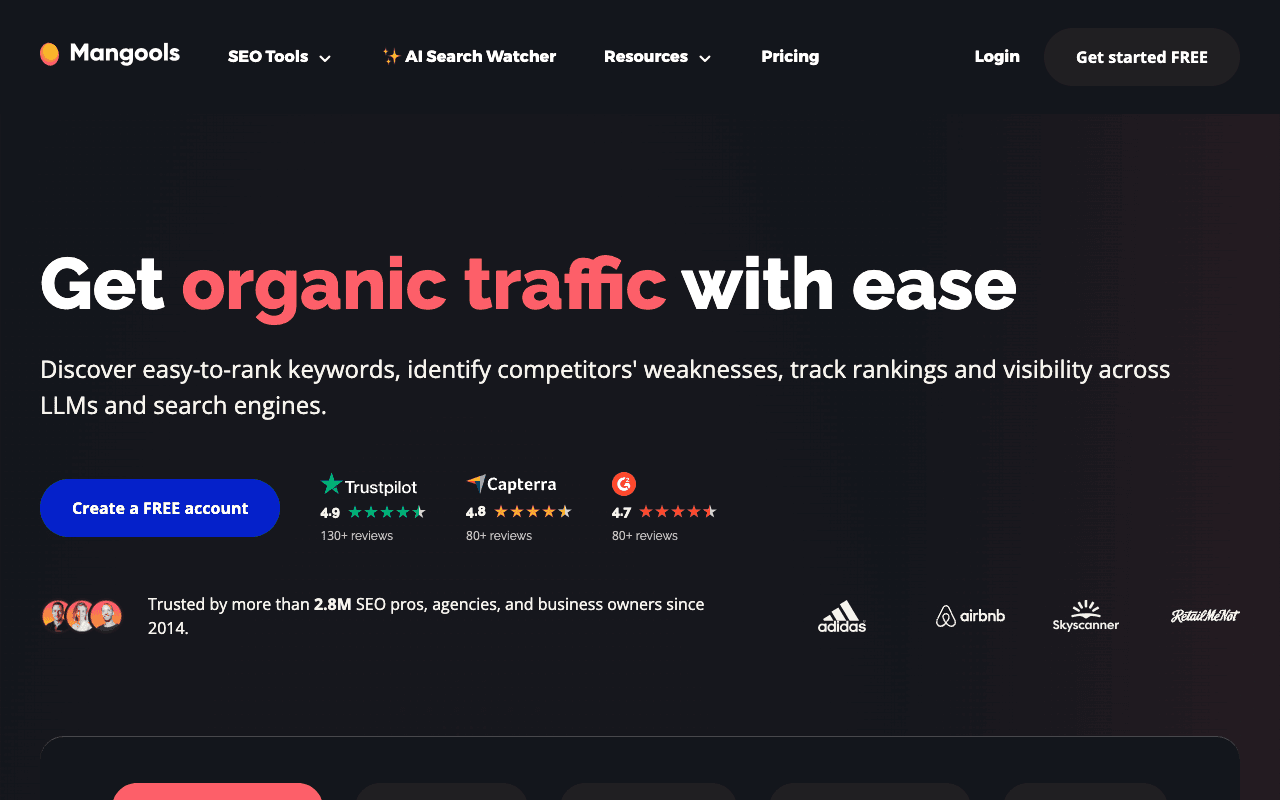 Mangools website screenshot