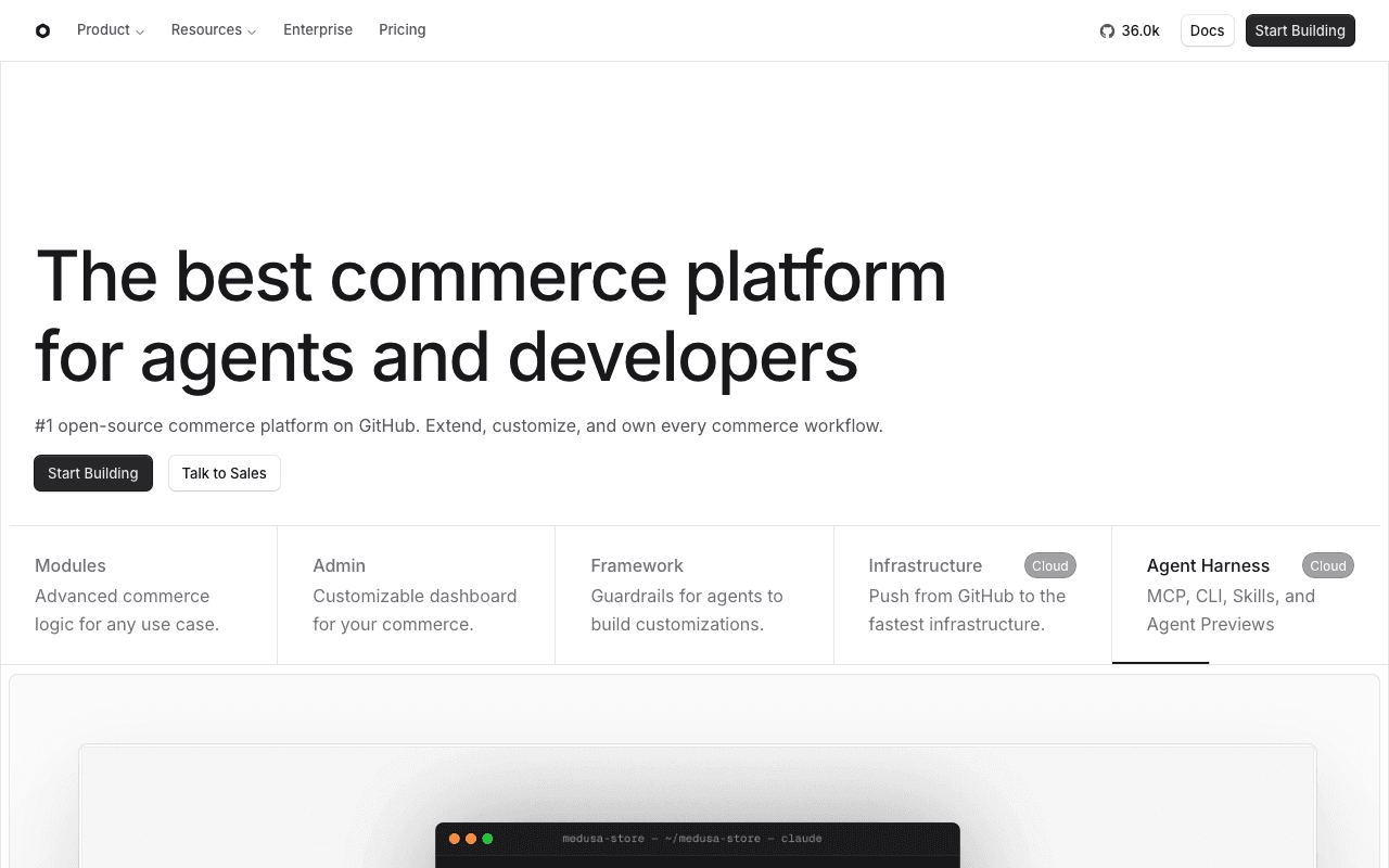Medusa website screenshot