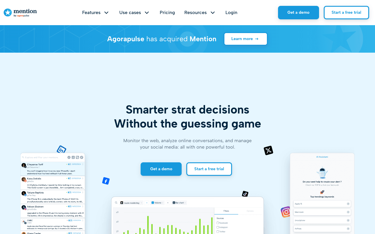 Mention website screenshot