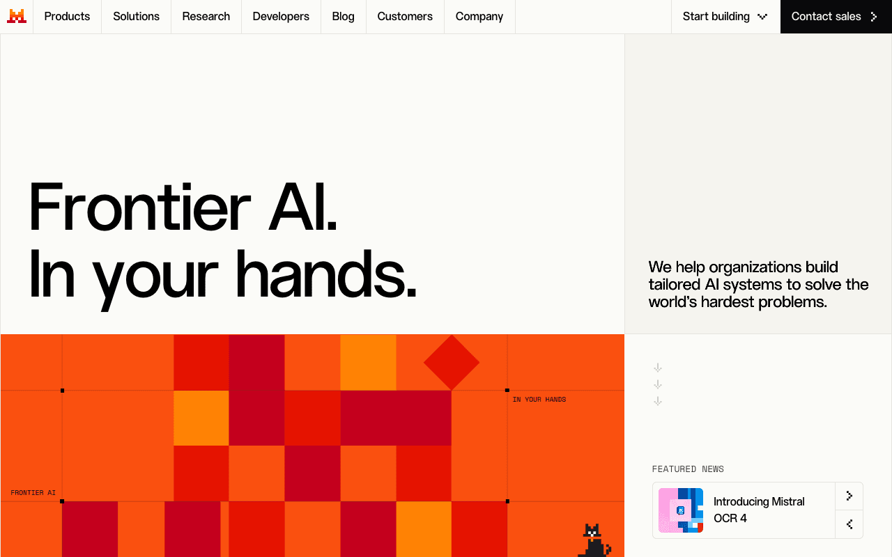Mistral AI website screenshot