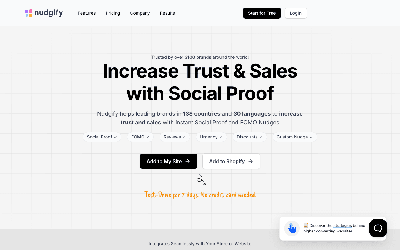 Nudgify website screenshot