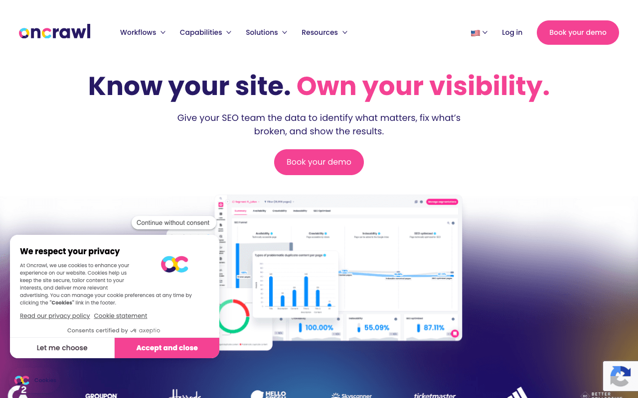 Oncrawl website screenshot
