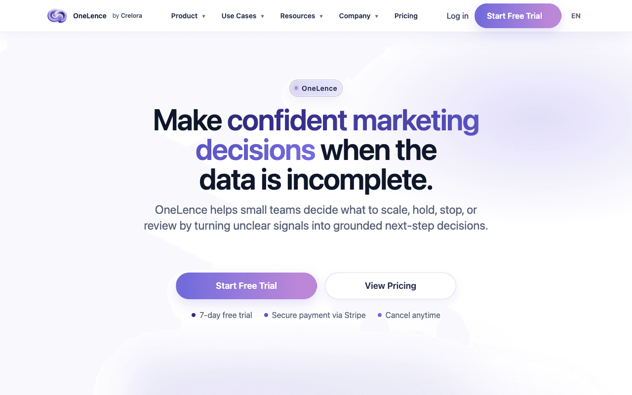 OneLence website screenshot