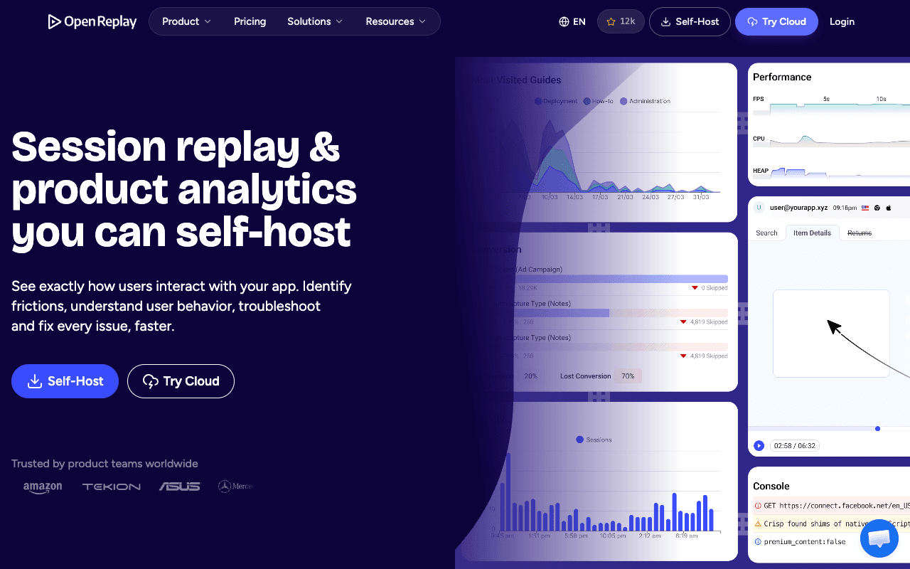 OpenReplay website screenshot