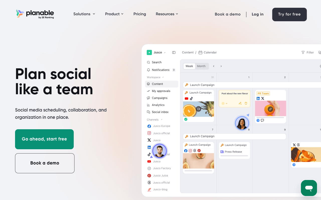 Planable website screenshot