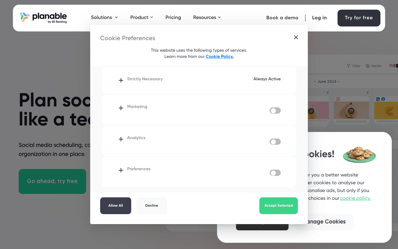 Planable website screenshot