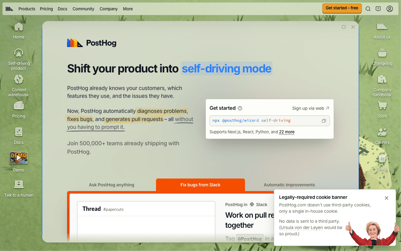 PostHog website screenshot