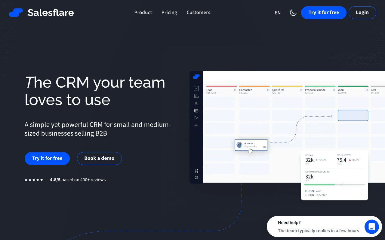 Salesflare website screenshot