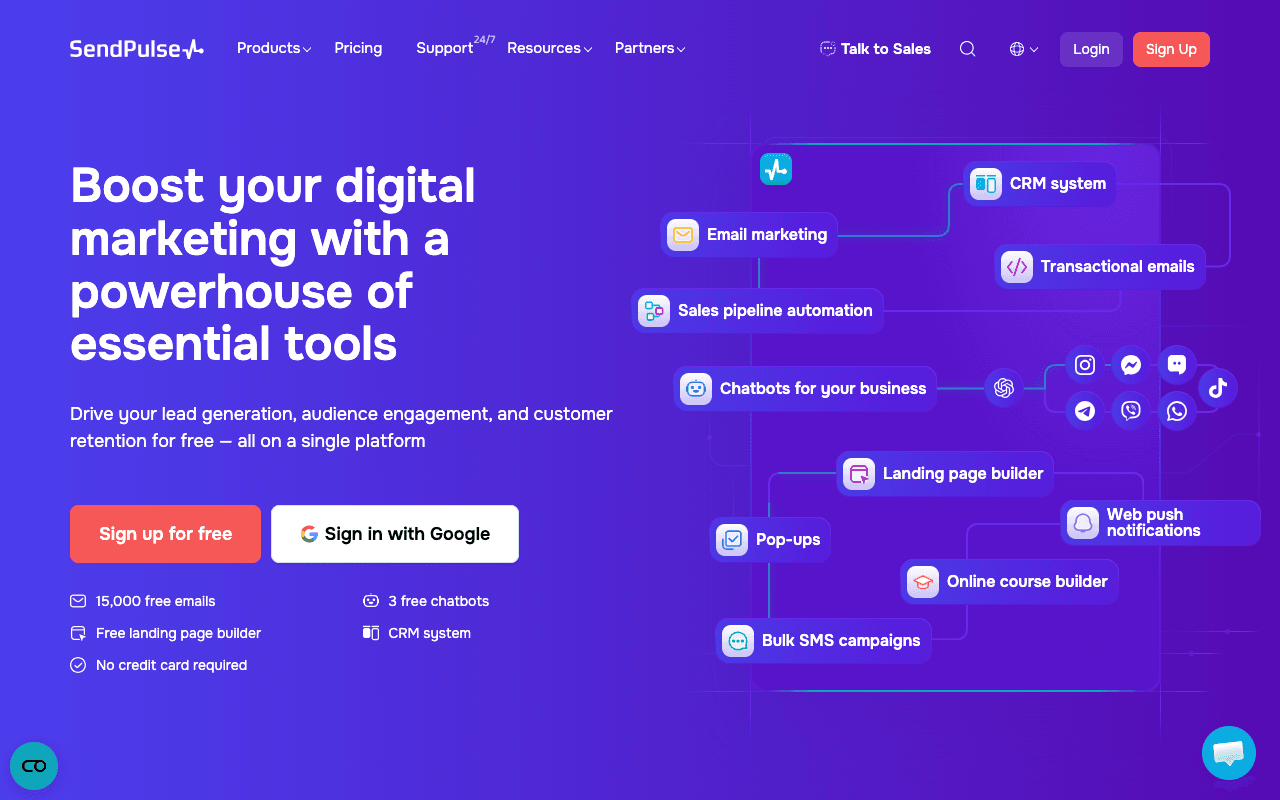 SendPulse website screenshot