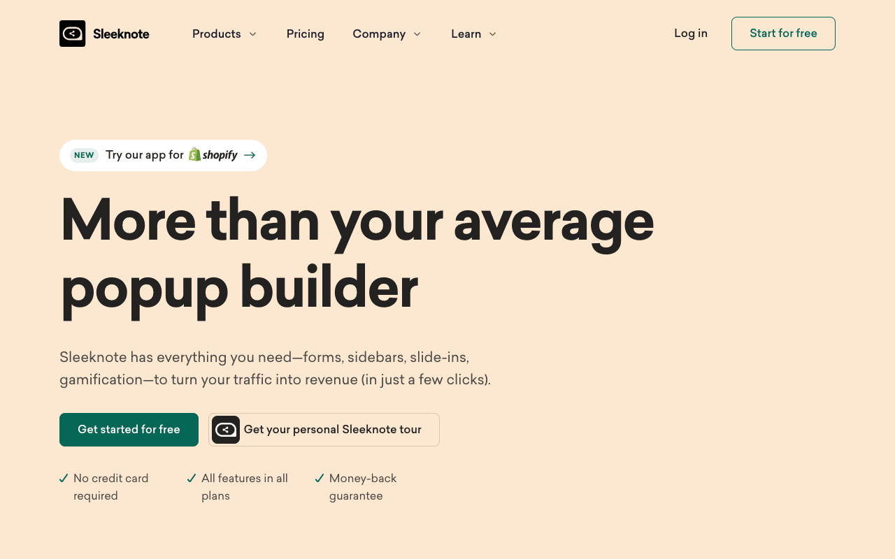 Sleeknote website screenshot