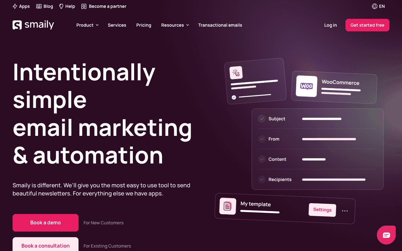 Smaily website screenshot
