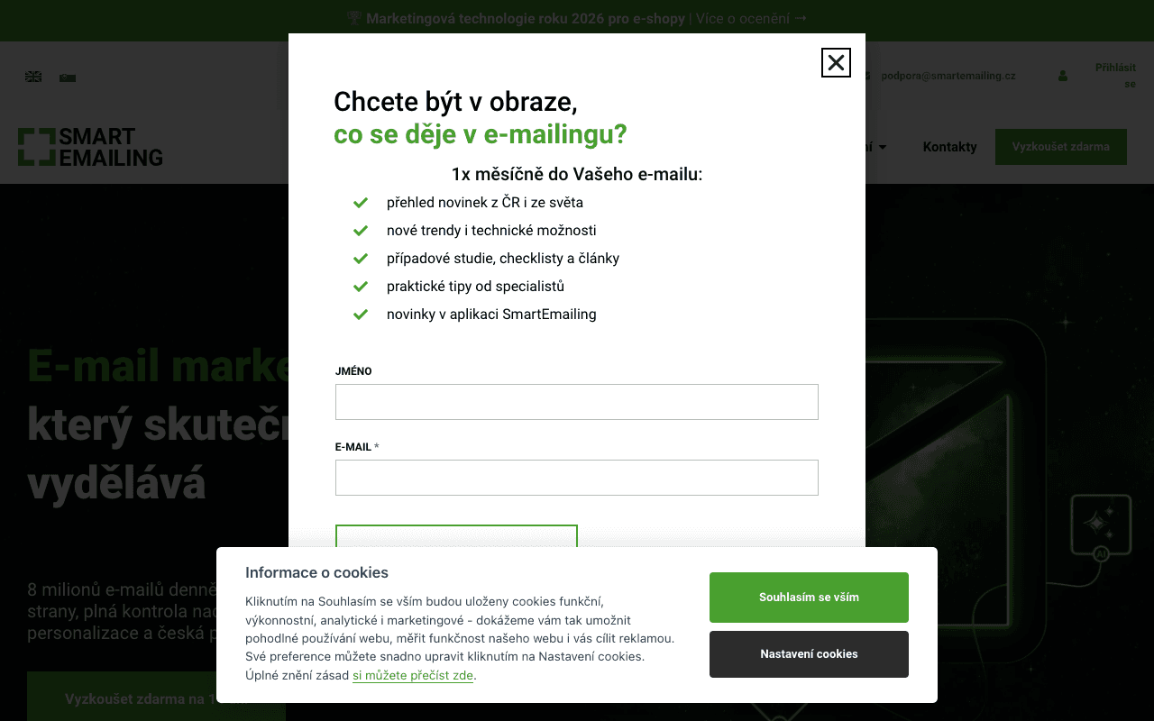 SmartEmailing website screenshot