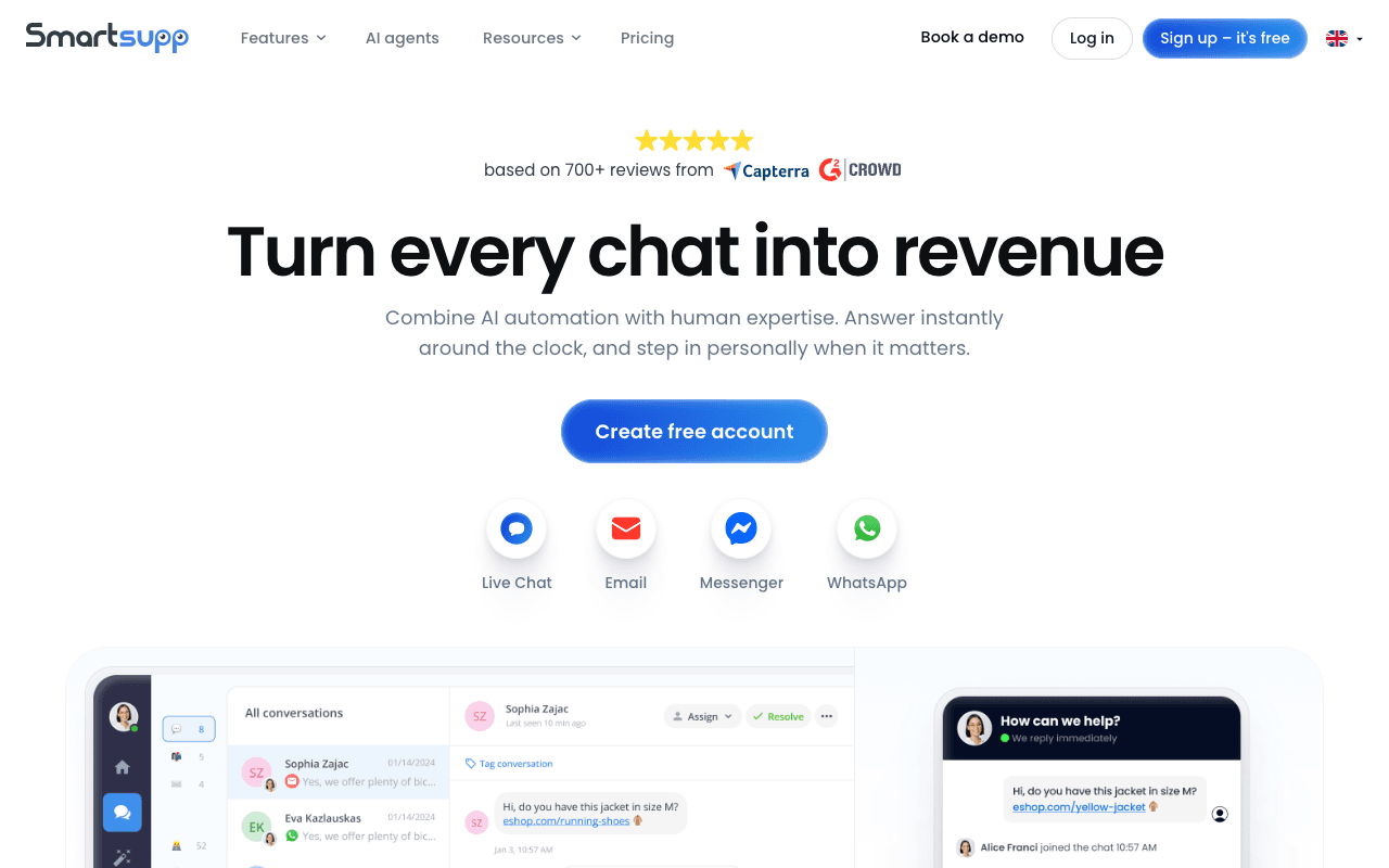 Smartsupp website screenshot