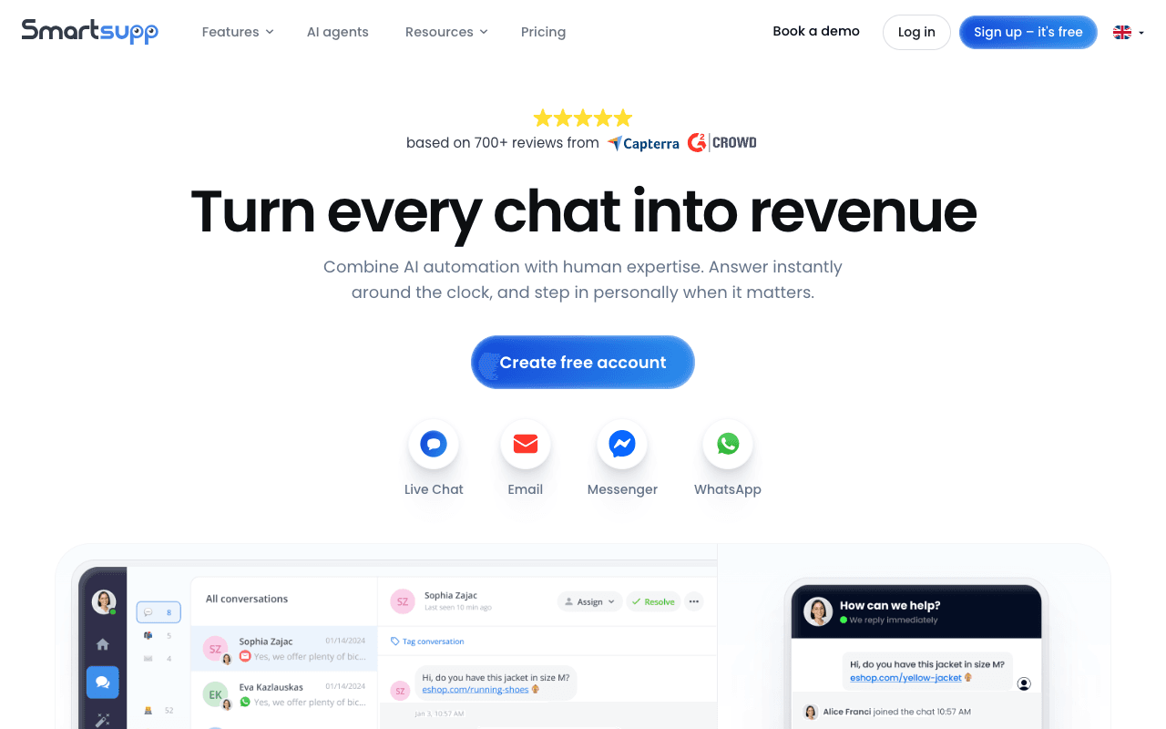 Smartsupp website screenshot