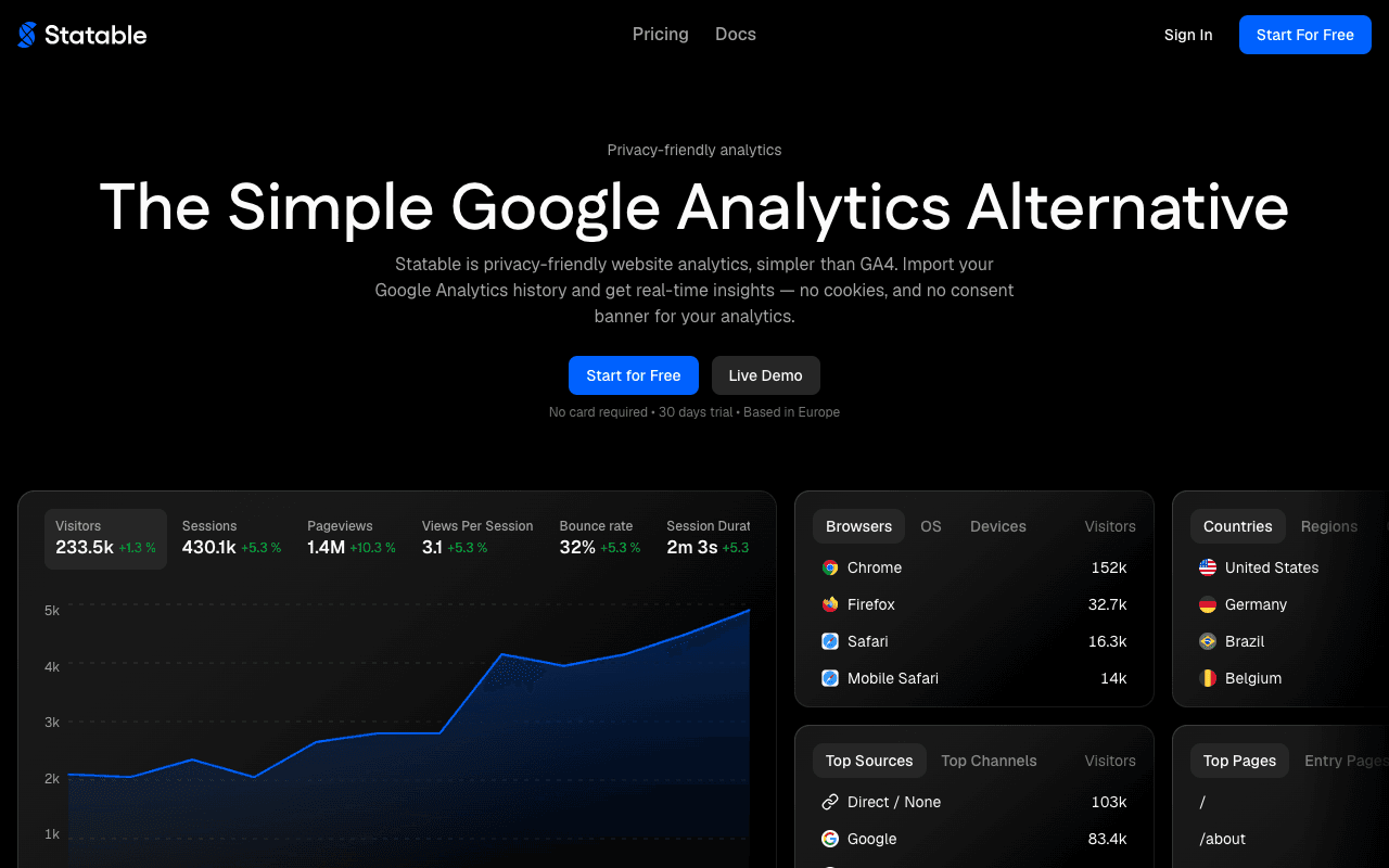 Statable website screenshot