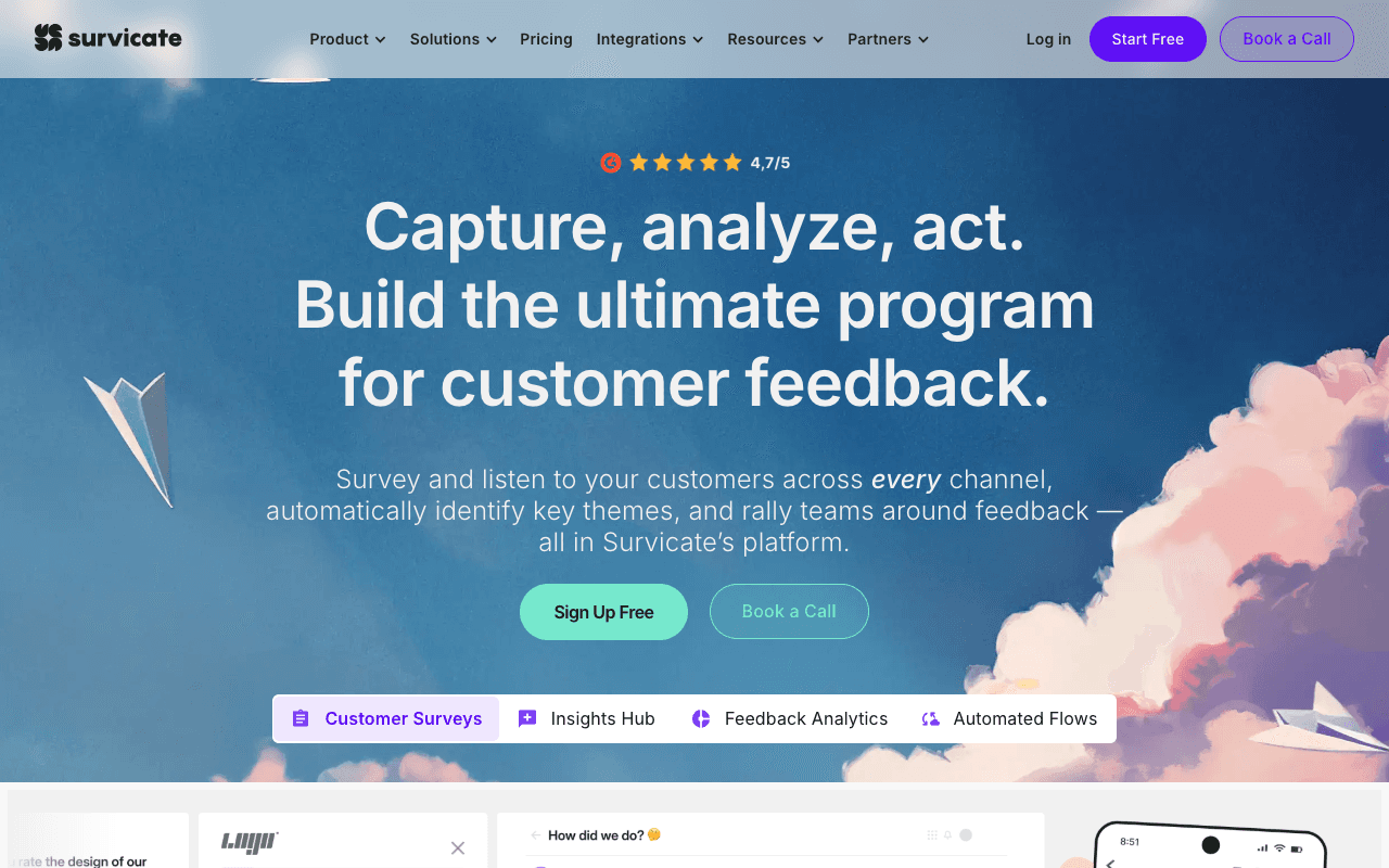 Survicate website screenshot