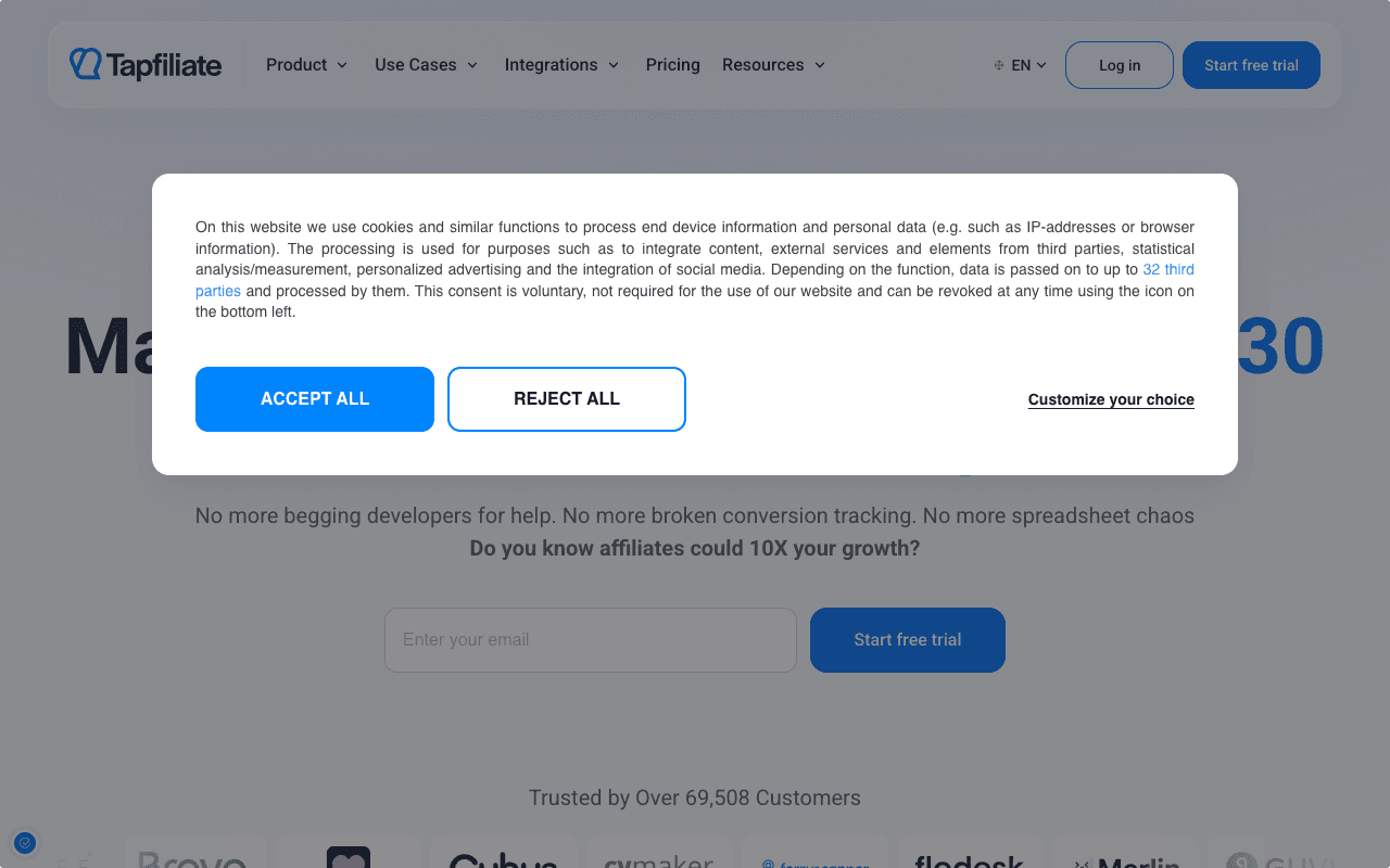 Tapfiliate screenshot