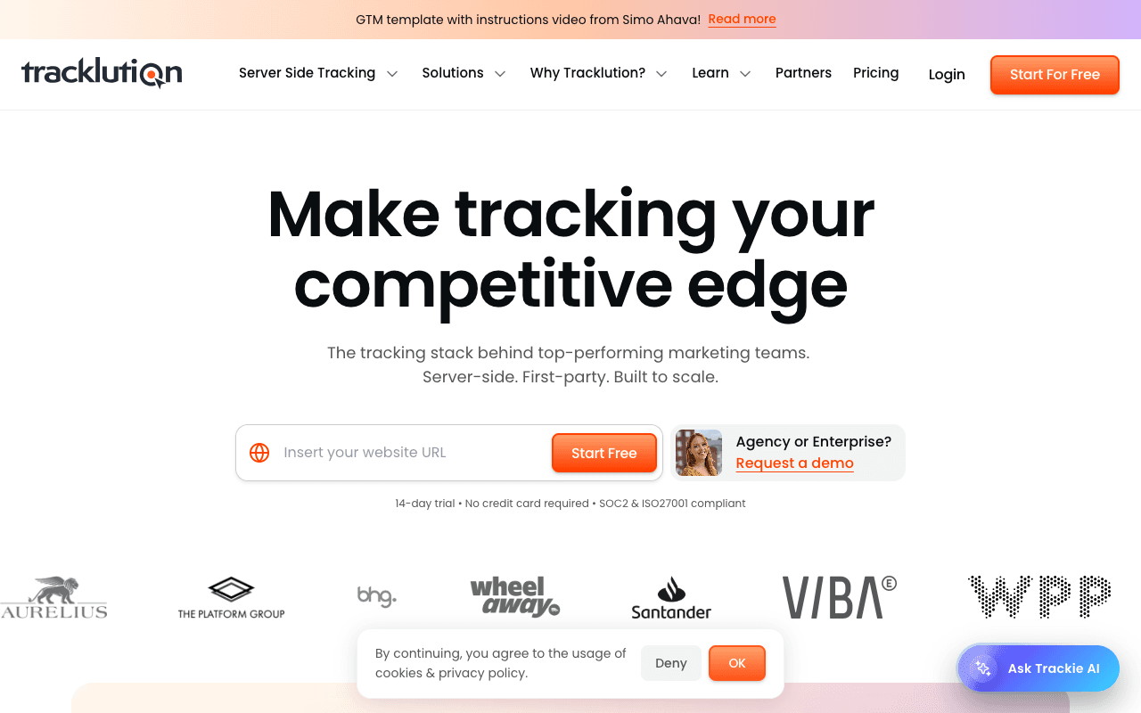 Tracklution website screenshot