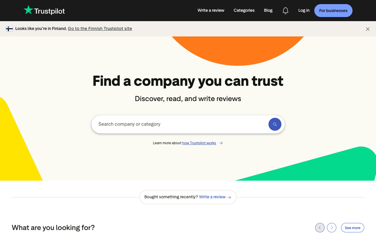 Trustpilot homepage screenshot