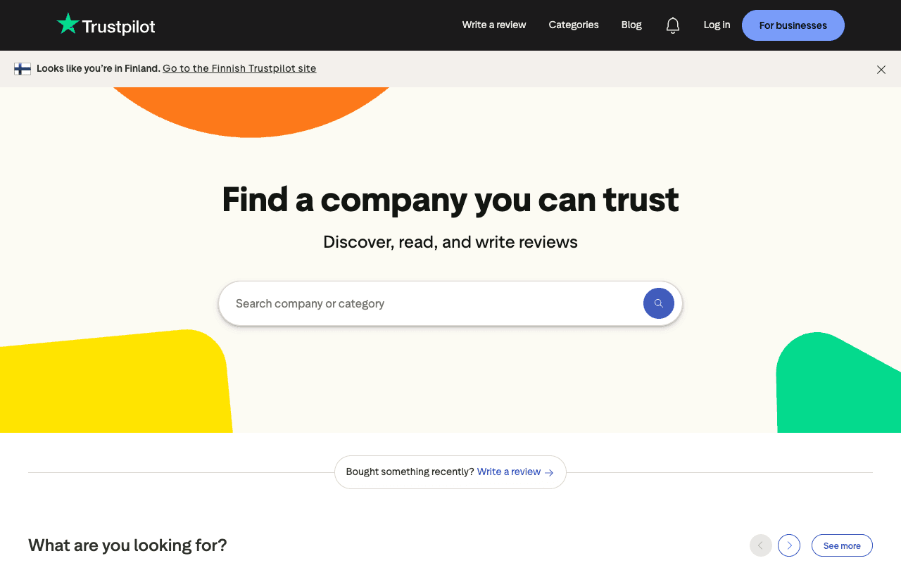 Trustpilot homepage screenshot