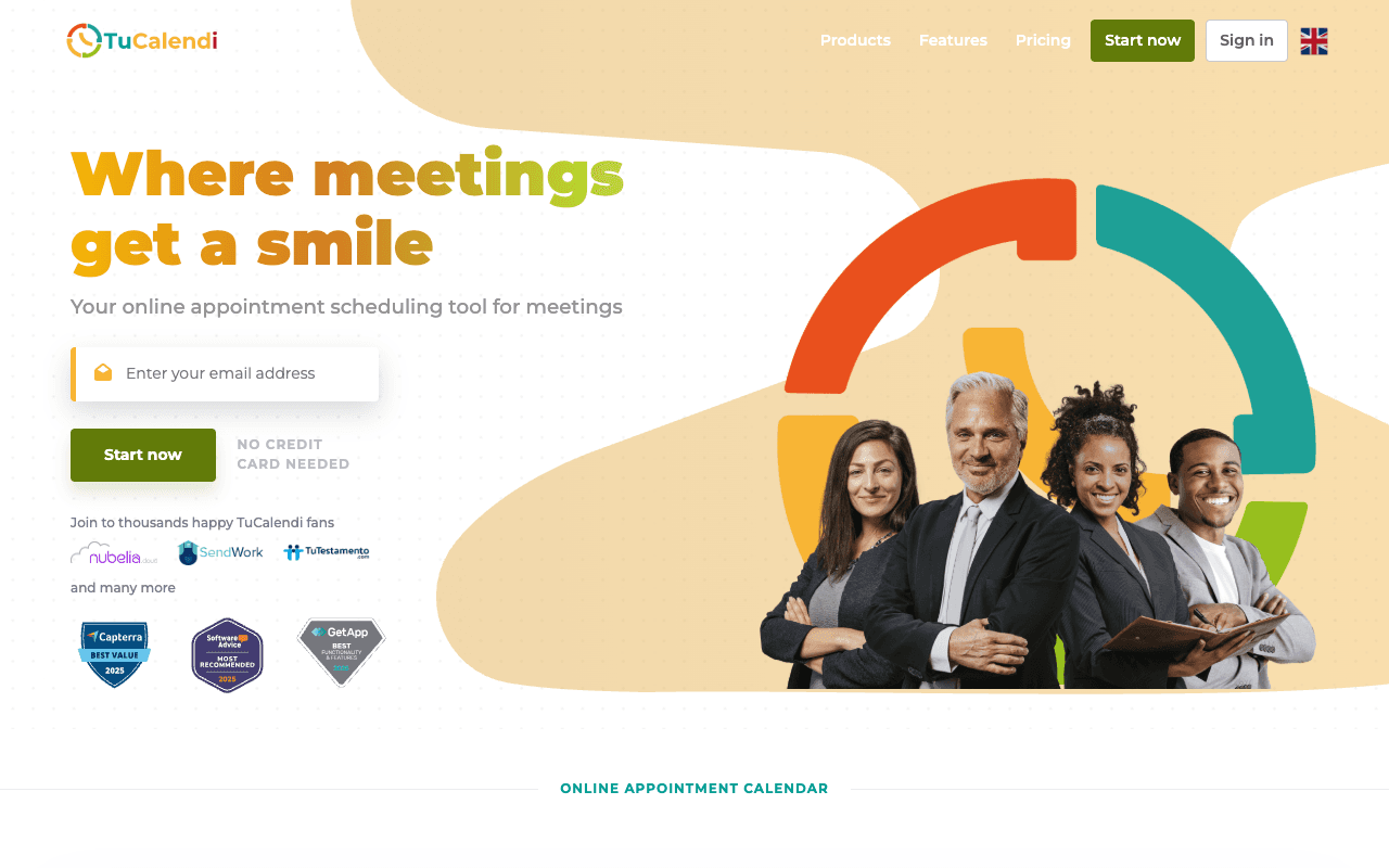 TuCalendi website screenshot