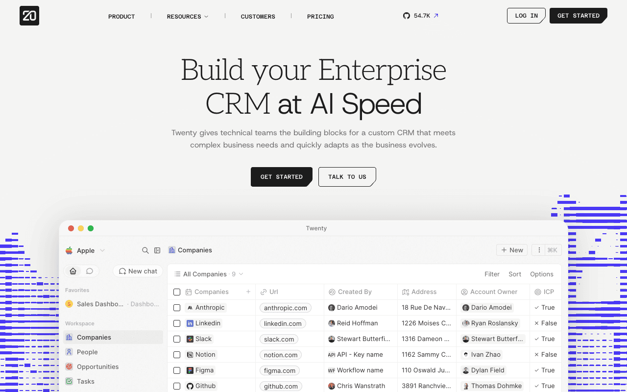 Twenty website screenshot