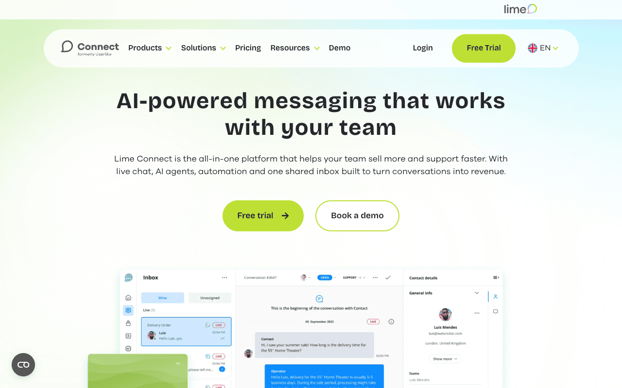 Userlike website screenshot