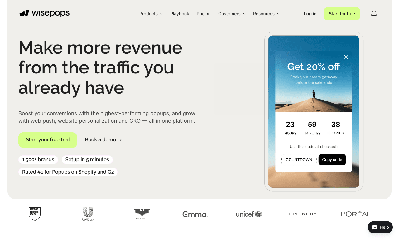 Wisepops screenshot