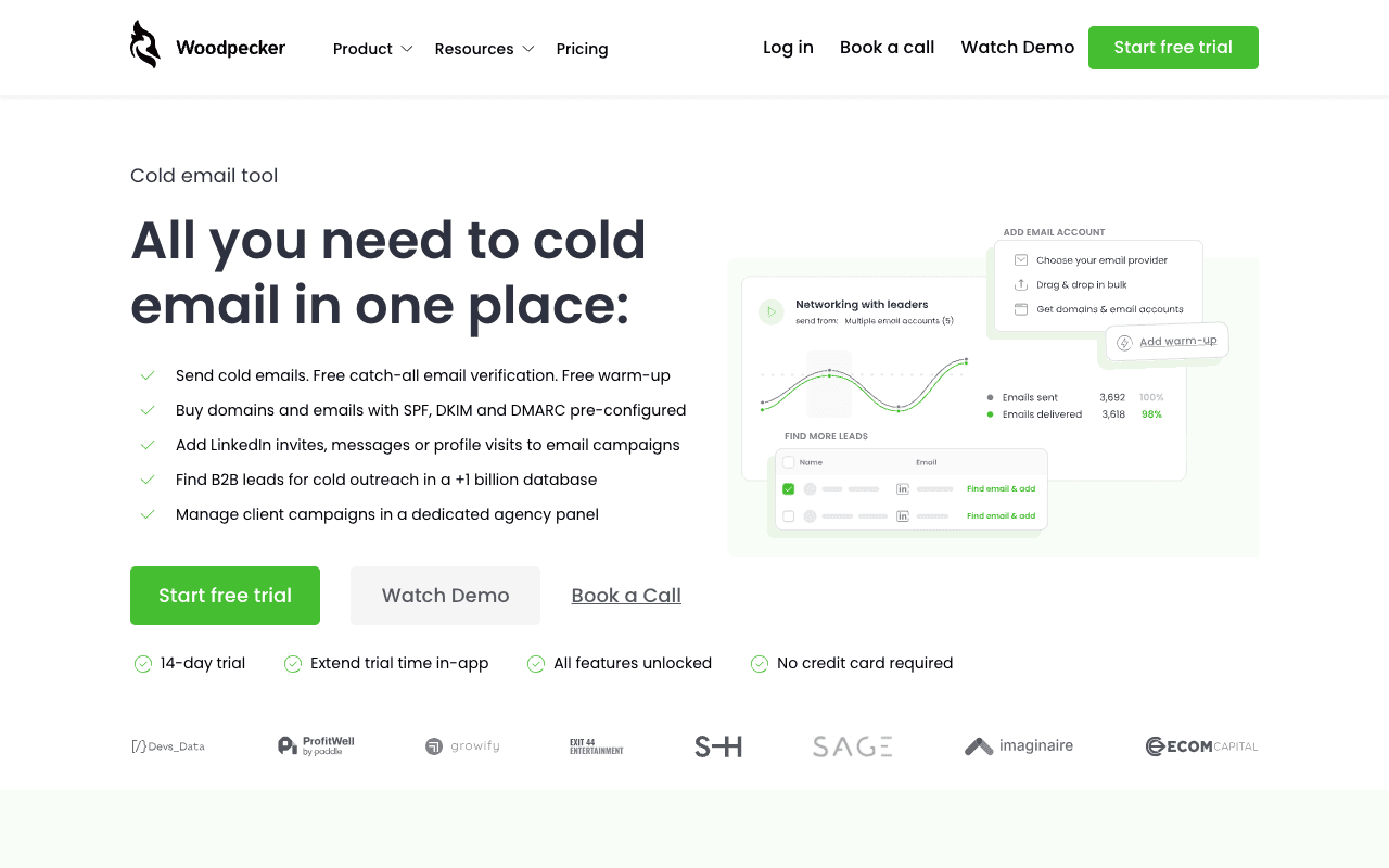 Woodpecker website screenshot