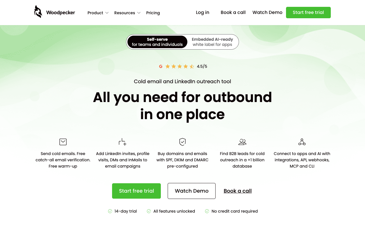 Woodpecker website screenshot
