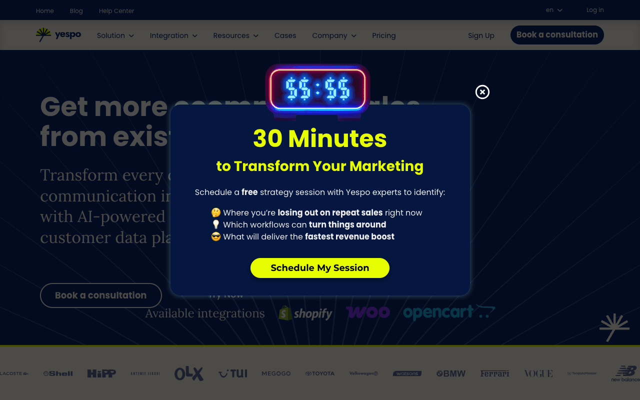 Yespo website screenshot